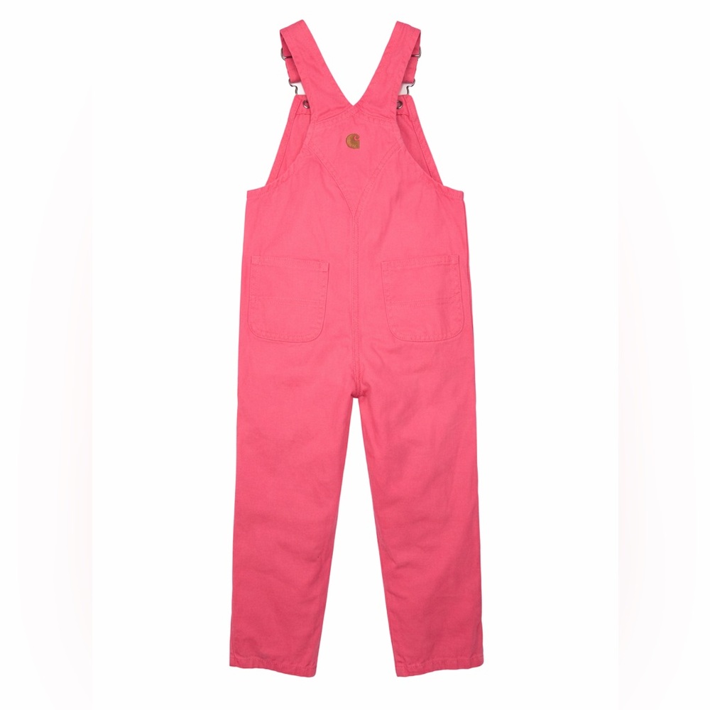 Carhartt Girls Loose Fit Canvas Bib Overalls Pink Lemonade 3T Workwear Kids - Picture 2 of 12